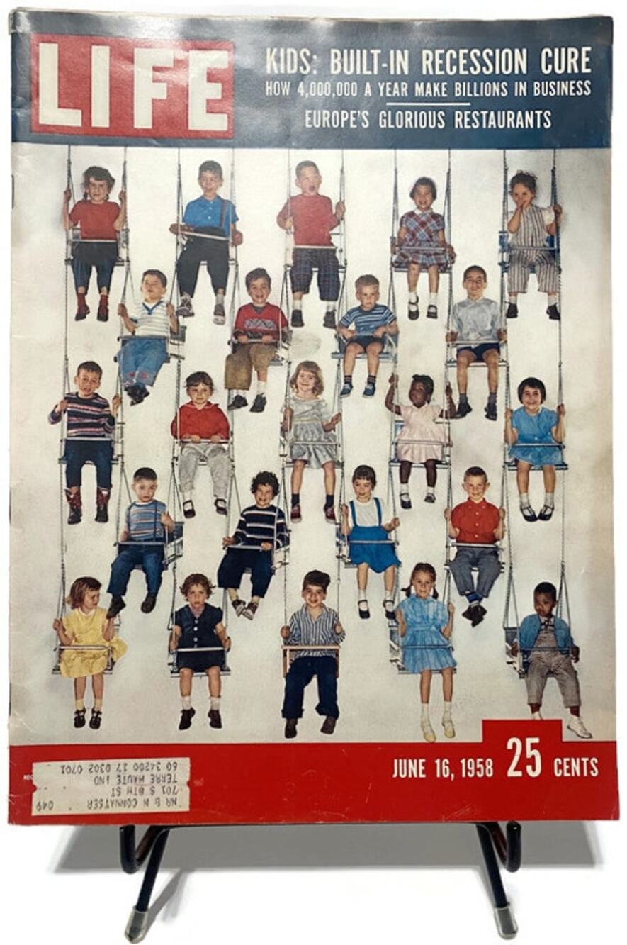 LIFE Magazine June 16 1958 Kids on Swings The Built-In Recession Cure Vintage